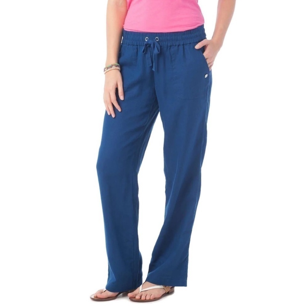 Southern Tide Saltwater Wide Leg Linen Pants Blue Color Size Large Women’s